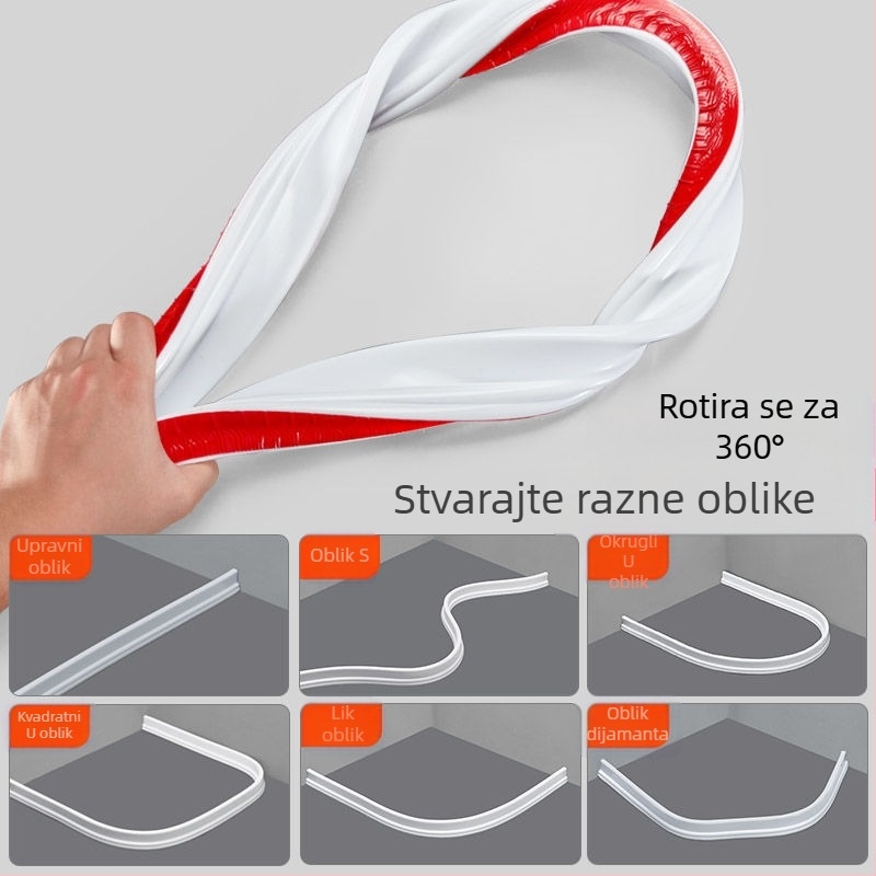 Vodena barijera za WC Kupaonicu Fleksibilna tuš kabina Suha i mokra odvajajuća vodena barijera Vodootporna traka Samoljepljiva vodena barijera