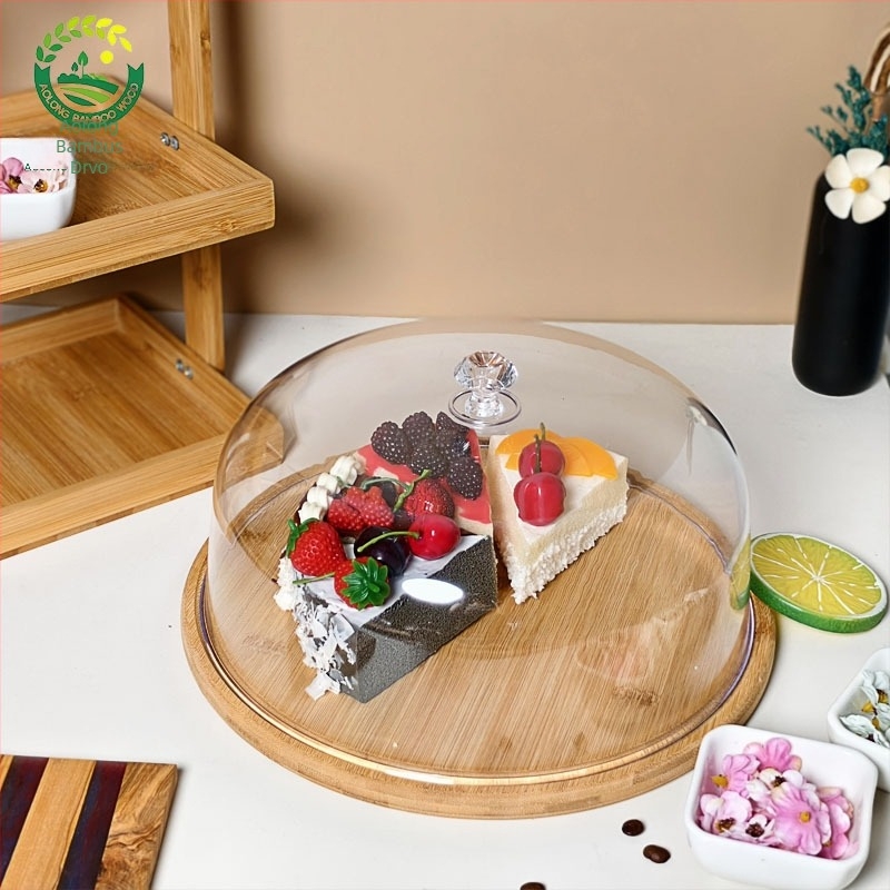 Kreativni tanjur za torte Dim Sum pladanj Jednostavni prozirni akrilni poklopac Desertni stol za torte Voćni tanjur Izložbeni tanjur od bambusa