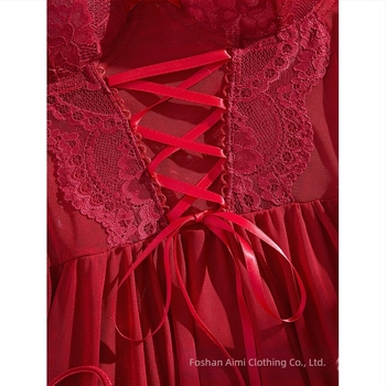 Novi europski i američki prekogranični ženski seksi set od dvodijelne pidžame s push-up čipkom i vezanjem u čistoj boji, 25015