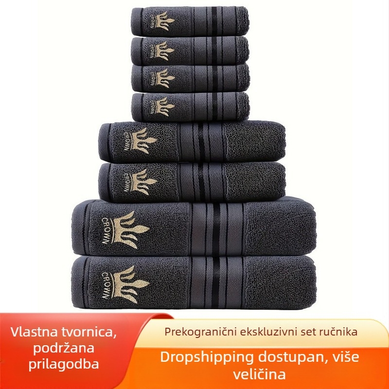 Set ručnika i kupaonskih ručnika od čistog pamuka s elegantnim vezom, ekskluzivni preko ruba za zadebljane i uvećane kvadratne ručnike, poklon set ručnika