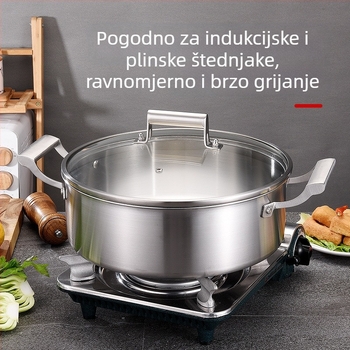 Njemački petoslojni vrući lonac od nehrđajućeg čelika 304 u europskom stilu, bistri lonac za juhu s dvostrukim uhom, lonac za juhu shabu-shabu s dvostrukim uhom, komercijalni bazen za vrući lonac