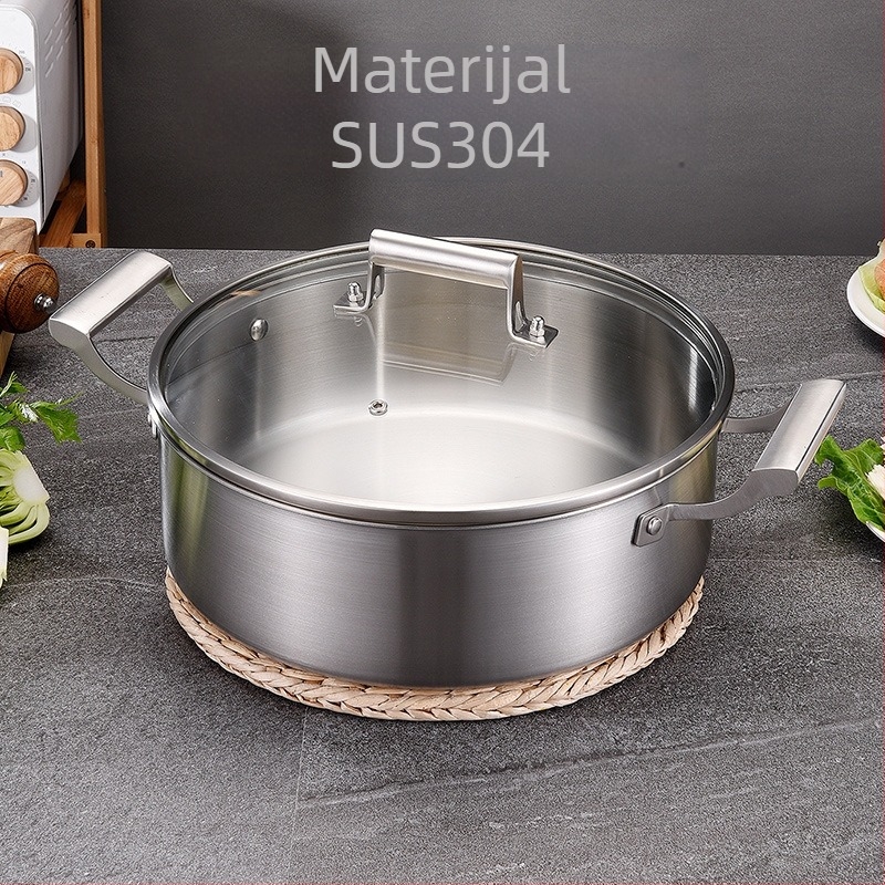 Njemački petoslojni vrući lonac od nehrđajućeg čelika 304 u europskom stilu, bistri lonac za juhu s dvostrukim uhom, lonac za juhu shabu-shabu s dvostrukim uhom, komercijalni bazen za vrući lonac