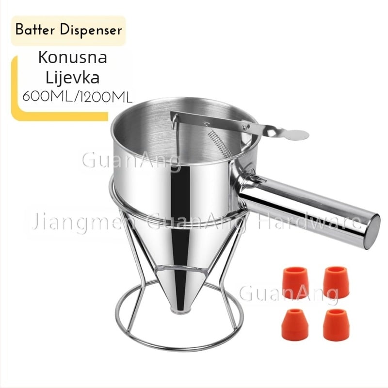 Prilagođeni lijevak od nehrđajućeg čelika, separator kuglica hobotnice, dozator tijesta za kuhinjski alat s odvojivom ručkom, proizvođač