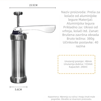 Pištolj za kalupe za kolačiće, alati za pečenje, aluminijska legura, ukrašavanje usta, 20 komada vrećica za cijeđenje od topljivog graha, set za pečenje