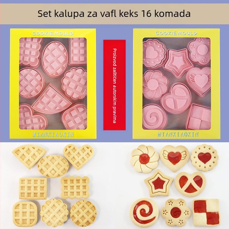 [Set od 16 dijelova] Kalup za vafle, krema, pekmez, sendvič, kolačić, kalup za rezanje kolačića, kalup za pečenje