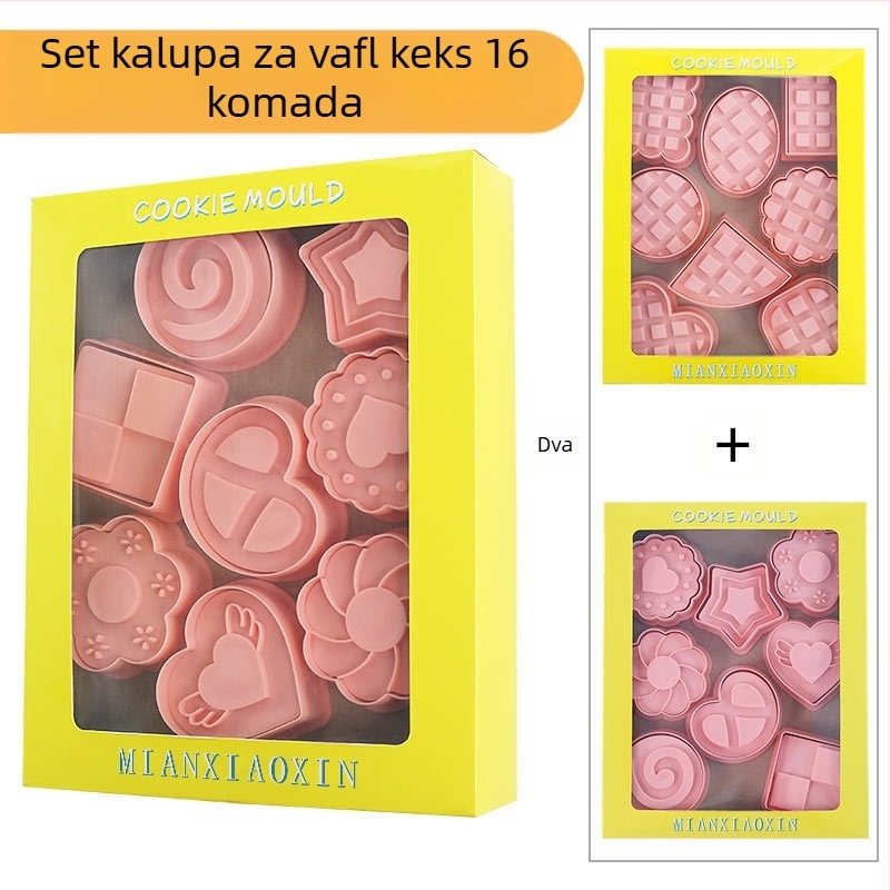 [Set od 16 dijelova] Kalup za vafle, krema, pekmez, sendvič, kolačić, kalup za rezanje kolačića, kalup za pečenje