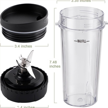 Set od 5 dijelova za Ninja mikser, 473 ml, pogodan za BL660, BL663, BL665Q, BL740, BL770