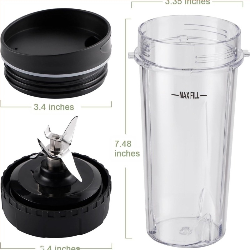 Set od 5 dijelova za Ninja mikser, 473 ml, pogodan za BL660, BL663, BL665Q, BL740, BL770