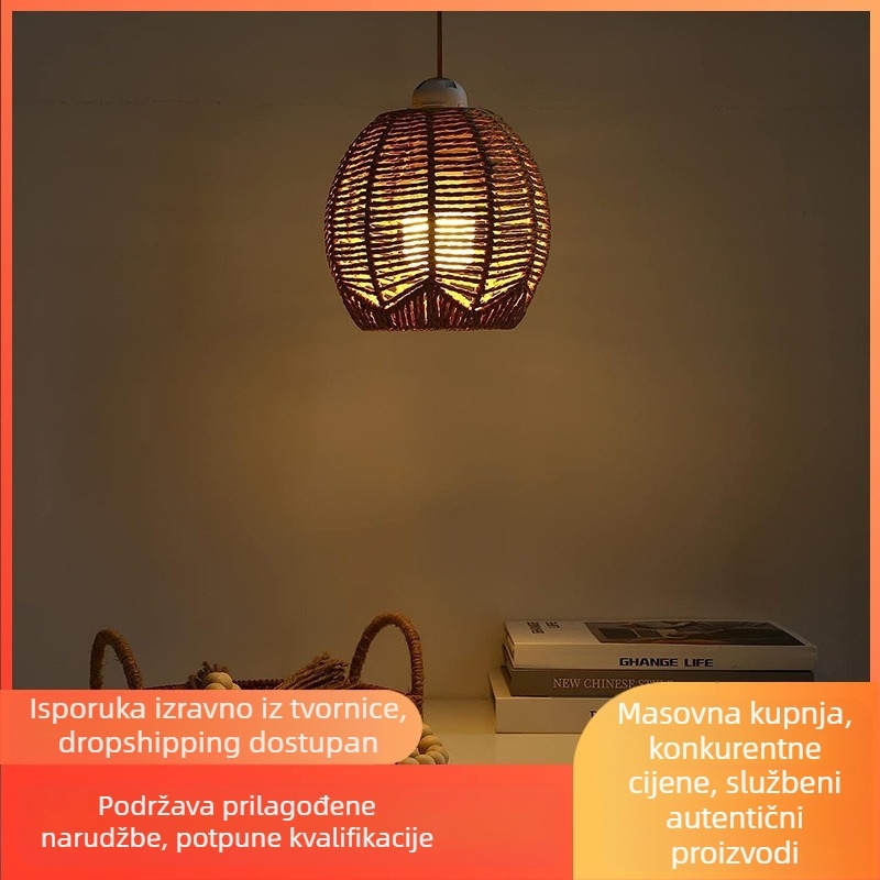 Prilagođeni kineski pleteni luster, japanski retro pastoralni ratanski pleteni paviljon za unutarnji blagovaonicu, dnevni boravak, spavaću sobu, luster
