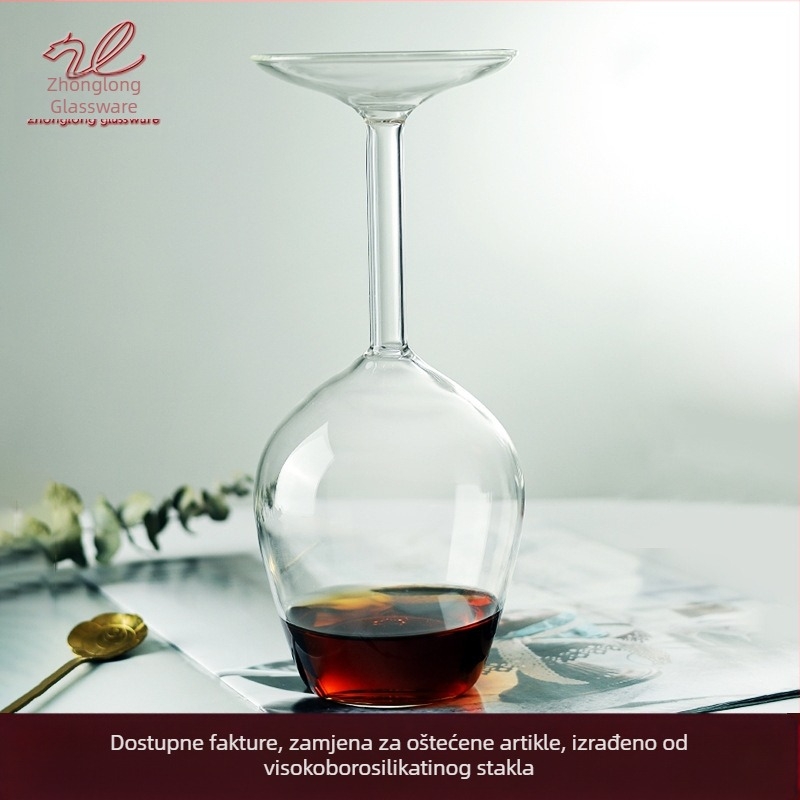 Prozirna čaša za vino od borosilikatnog stakla, kućna kreativna jednostavna obrnuta čaša u obliku čaše za vino, obrnuta čaša za vino