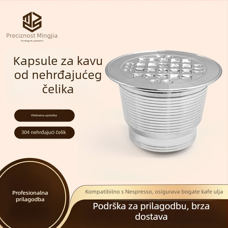 Tvornički prilagođena kompatibilna Nestle šalica za kavu s kapsulama od nehrđajućeg čelika, Nespresso filter za cirkulacijsko punjenje