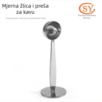 Prilagođena mjerna žlica za kavu od nehrđajućeg čelika 304, prešana žlica za prašak s dvostrukom namjenom, žlica za prešani prašak, stojeća žlica za kavu dva u jednom