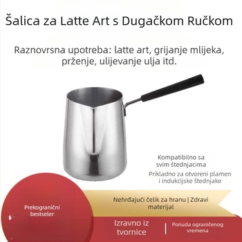 Nehrđajući čelik 304 Latte Art šalica s ručkom šalica za mliječnu pjenu šalica za mlijeko duga ručka voštana šalica za kuhanje kave lonac za dom