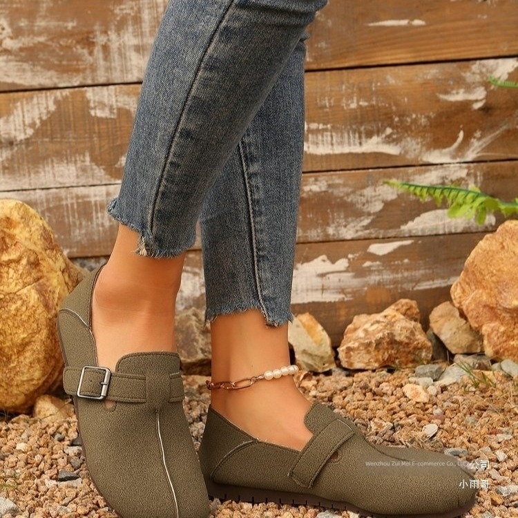 Vanjska trgovina Nove ravne cipele s kopčom za remen za žene, prekogranične mekane potplate, lijene cipele slip-on, Amazon
