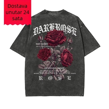 红玫瑰裹在丝带印花衣服男棉布