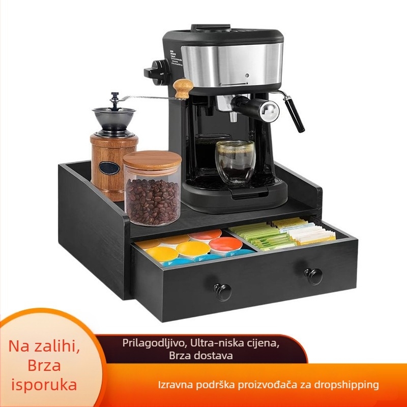 {Jedan komad za kosu} Drvena crna kutija za pohranu, kutija za pohranu kapsula za kavu, kvadratna posuda za sastojke, ladica za pohranu