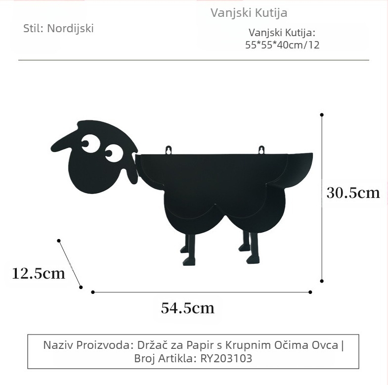 Nordijski držač za role vrućeg papira veleprodaja metalni željezni držač za stolne maramice kreativni stalak za pohranu ovaca s velikim okom ukras