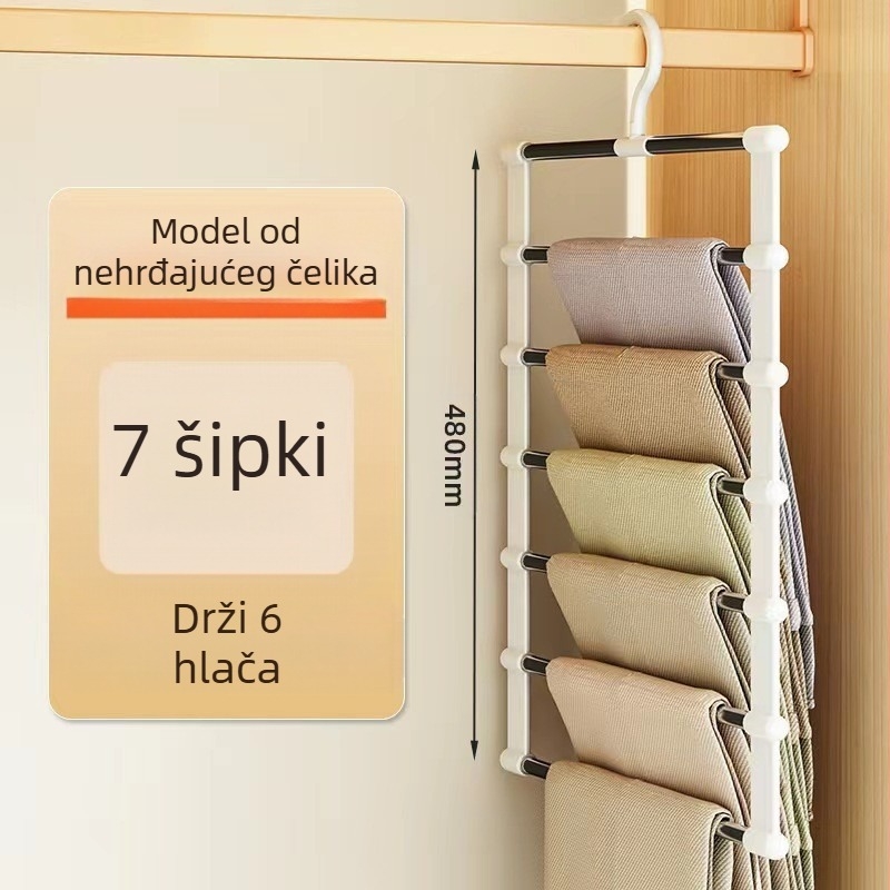 Višeslojni multifunkcionalni stalak za hlače za kućanstvo, neklizajuća bešavna vješalica za hlače, poseban sklopivi organizator za pohranu
