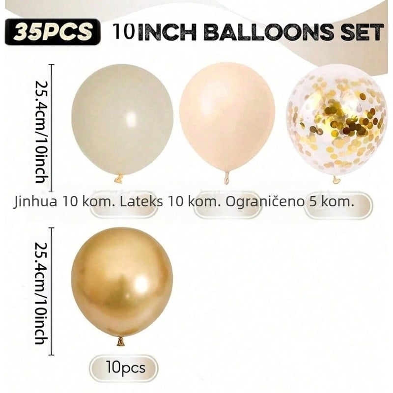 35 komada retro balona u boji pijeska i bijele kože, set balona za rođendan, aranžman balona za vjenčanje, ukras za loptu, zabavu, lateks balon