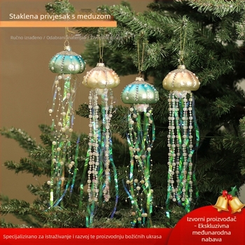 Prekogranična scena, stakleni privjesak, nova serija visećih ukrasa za zabavu Ocean, božićni obrti, ukrasi s meduzama