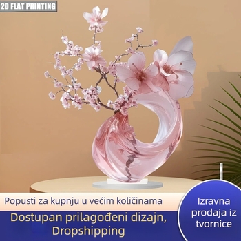 2D ravnina 1 komad elegantnih ružičastih akrilnih ukrasa s motivom cvijeta trešnje, ukras za dom i ured, pokloni za prijatelje