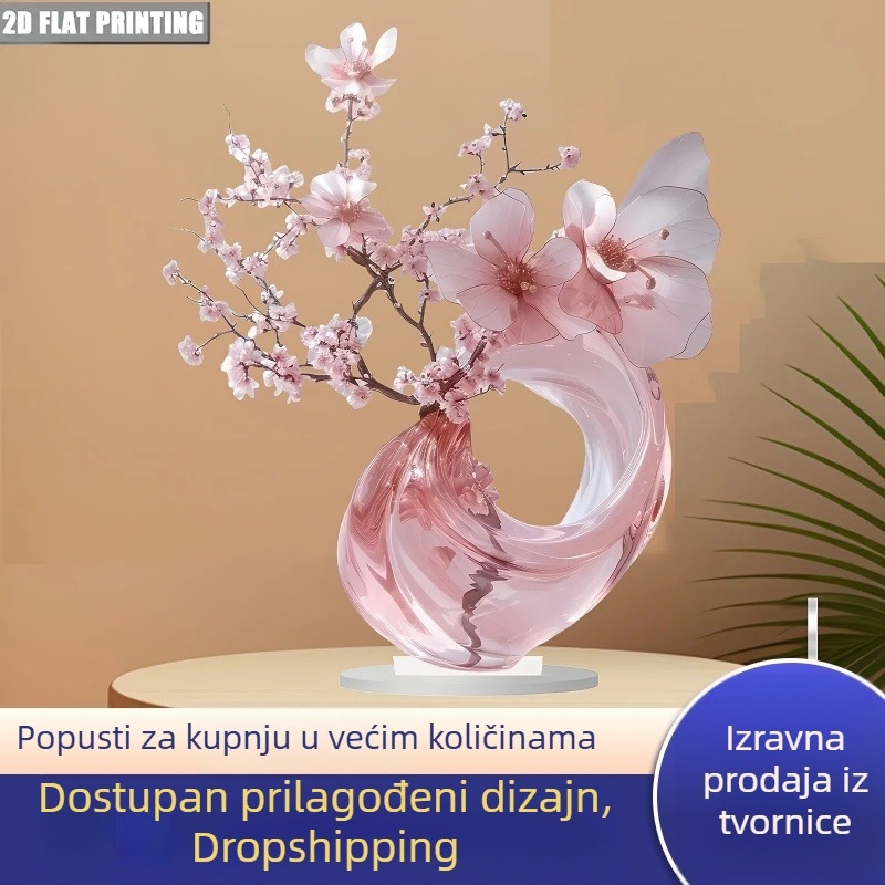 2D ravnina 1 komad elegantnih ružičastih akrilnih ukrasa s motivom cvijeta trešnje, ukras za dom i ured, pokloni za prijatelje