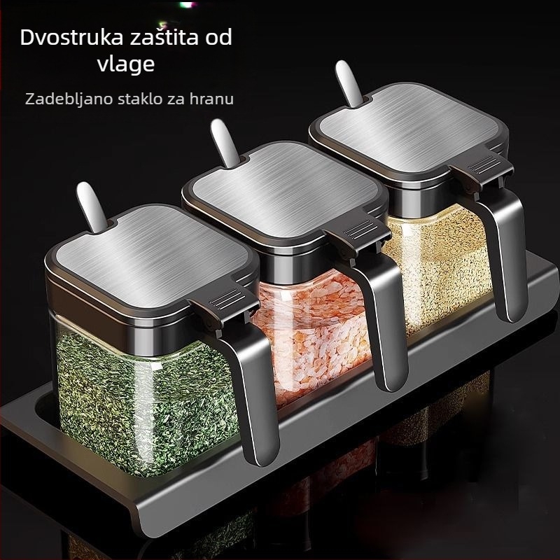 Staklenka za začine u kuhinji, staklenka za sol, staklenka za začine, sol za kućanstvo, kutija za začine od MSG-a