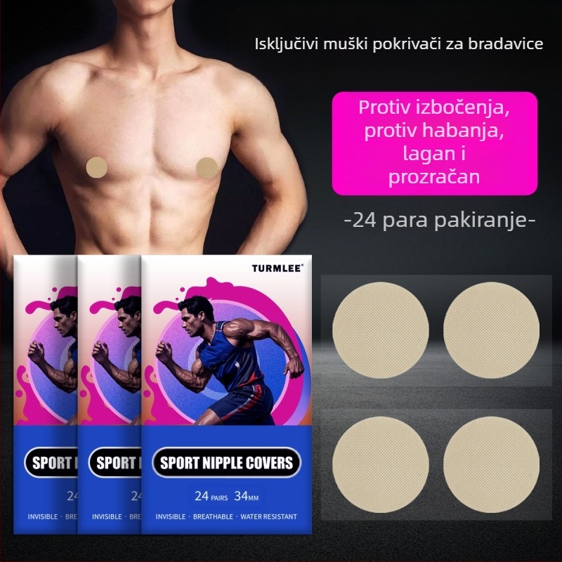 Medicinska neosjetljiva jednokratna naljepnica za bradavice protiv trzaja za dječake, nevidljiva maratonska sportska naljepnica za muške grudi protiv trenja