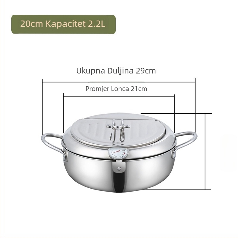 Prekogranična zadebljana friteza od nehrđajućeg čelika u japanskom stilu, mala friteza, mini binauralna friteza s cjedilom