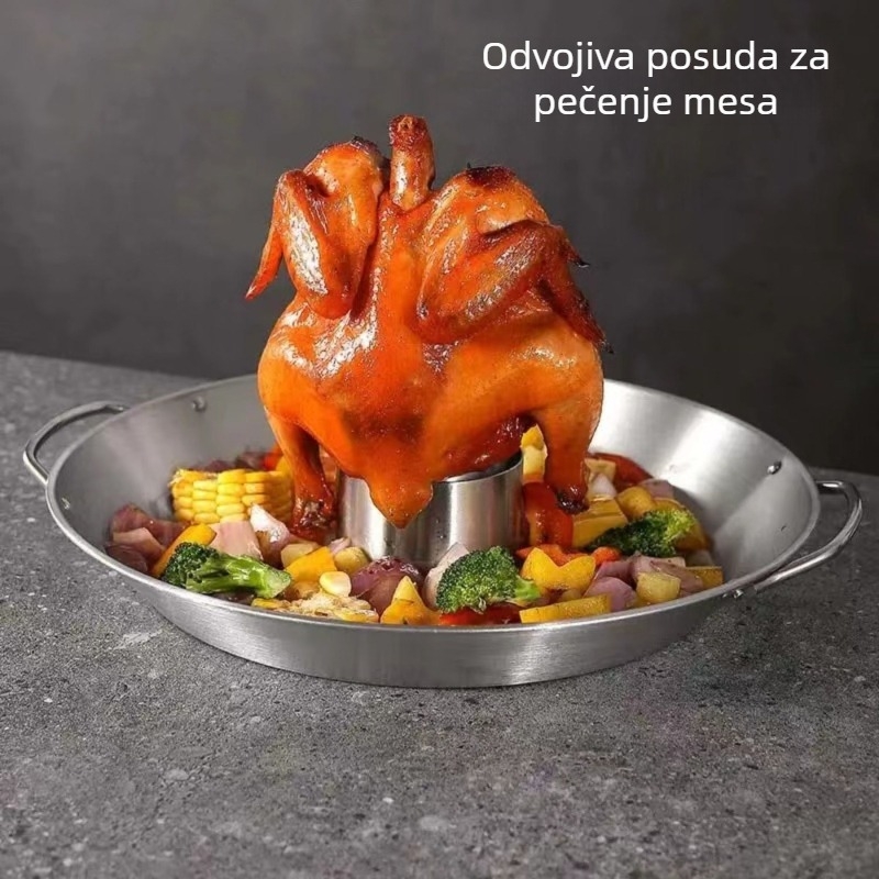Prekogranična vruća velika jela za pečenu piletinu, roštilj od puretine, jela za roštilj od nehrđajućeg čelika, višenamjenska jela za roštilj s fumigacijom piva