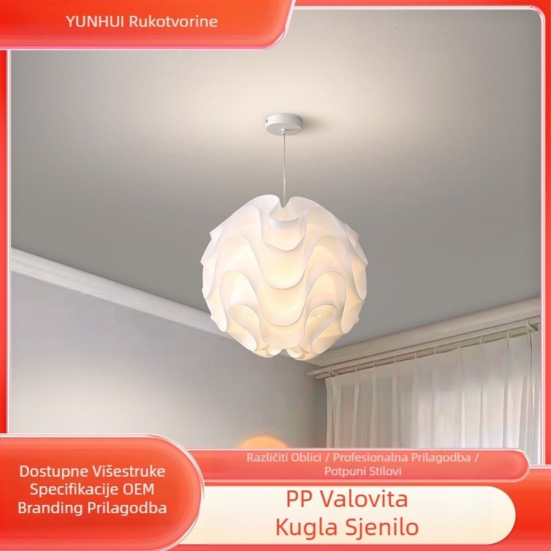 PP Wave Ball Lampshade Cafe Restaurant Simple Creative Round Luster Spavaća soba Lampshade Shell Podna lampa Veleprodaja