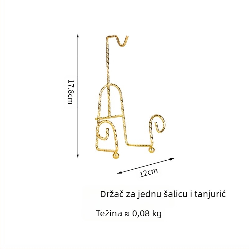 Držač za šalice za kavu u britanskom retro stilu, pristupačan luksuzni stalak za željezo, zlatni držač za čaj, odvod za pojedinačne šalice i tanjuriće