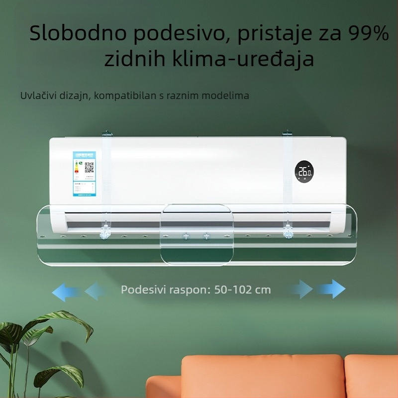 Prozirno vjetrobransko staklo za klima uređaj, uvlačivo vjetrobransko staklo za zidni klima uređaj bez ugradnje, vjetrobransko staklo s protuizravnim ispuhom zraka