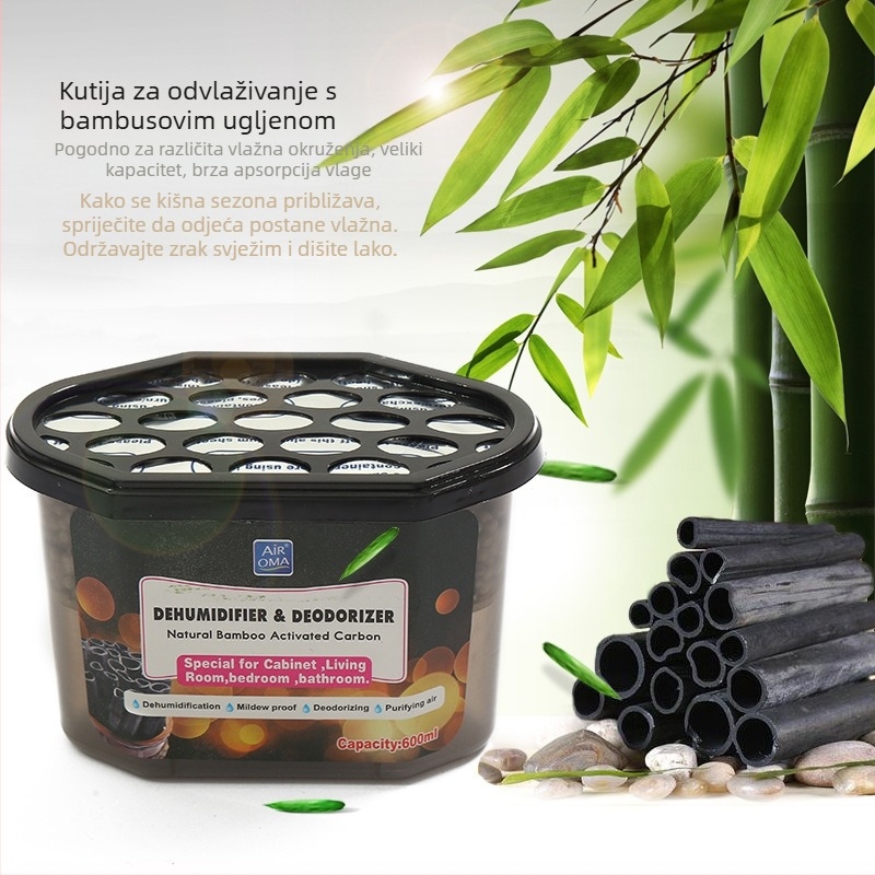 Odvlaživač zraka od bambusa s ugljenom, kutija za upijanje vlage, dezodorans za unutarnju odjeću, protiv plijesni, kućanski sušilni uređaj, aktivni ugljen, otporan na vlagu