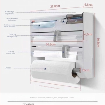 √ Višenamjenski kuhinjski stalak za pohranu kućanstva, zidni stalak za pohranu prozirne folije, stalak za rezanje rola papira