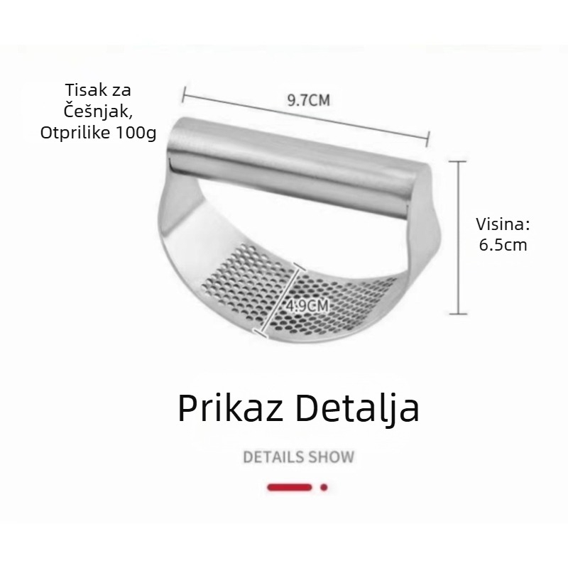 Proizvođač na zalihi preša za češnjak od nehrđajućeg čelika, prstenasta ručna preša za češnjak, preša za češnjak, lučna preša za češnjak