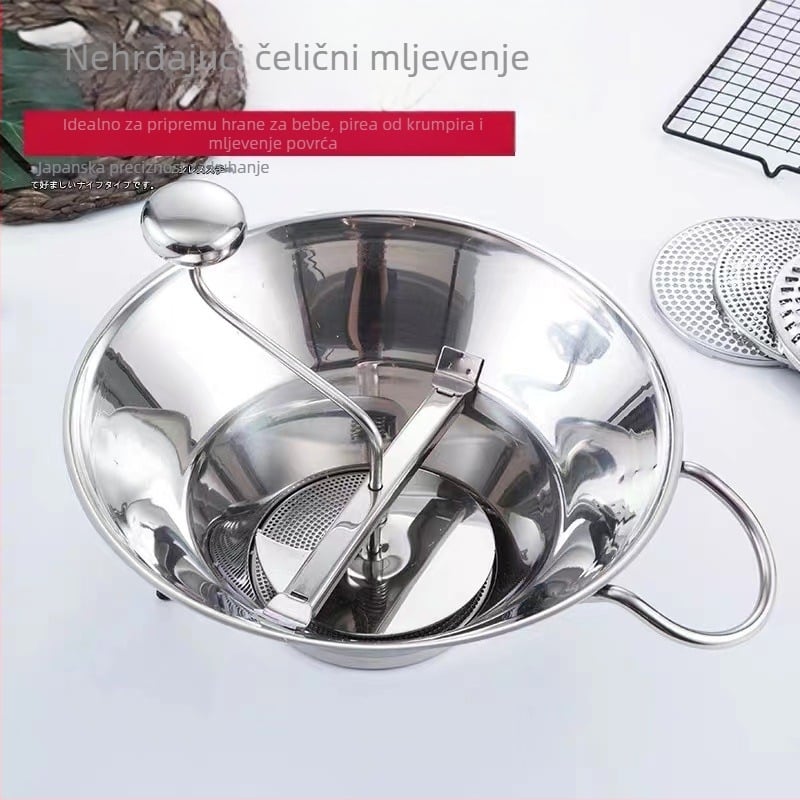 Mlinac za povrće od nehrđajućeg čelika, višenamjenski ribež za povrće, korejska japanska kuhinja, drobljenje i prešanje povrća, krumpira, mlin za hranu