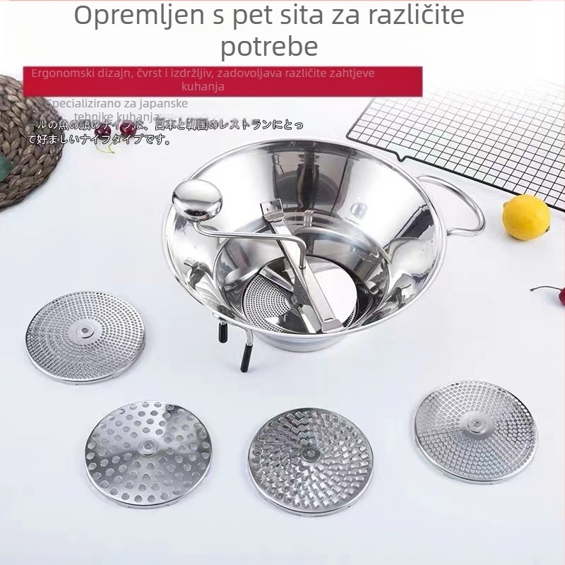 Mlinac za povrće od nehrđajućeg čelika, višenamjenski ribež za povrće, korejska japanska kuhinja, drobljenje i prešanje povrća, krumpira, mlin za hranu