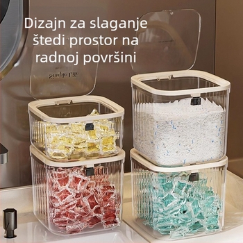 Artefakt za pohranu kuglica deterdženta za rublje, kutija za pohranu praška za rublje, kanta, staklenka, posebna kutija za pohranu s prešom za brtvljenje kuglica za pranje posuđa
