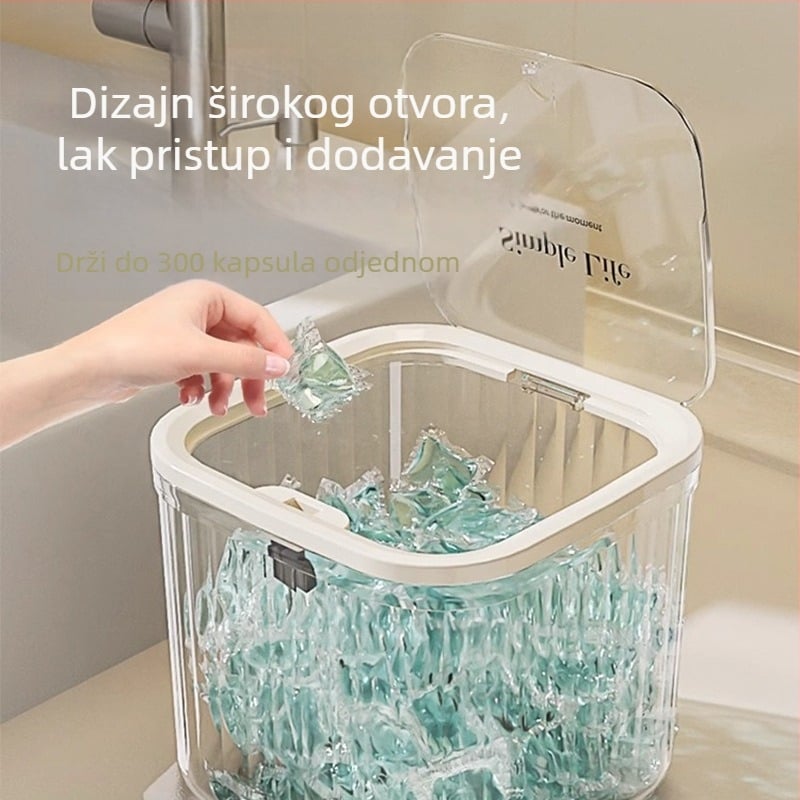 Artefakt za pohranu kuglica deterdženta za rublje, kutija za pohranu praška za rublje, kanta, staklenka, posebna kutija za pohranu s prešom za brtvljenje kuglica za pranje posuđa