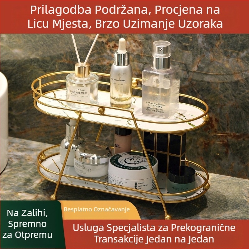 Željezni vrhunski organizator za kupaonicu, višeslojni stalak za odlaganje umivaonika, toaletni stolić, stolni stalak za odlaganje kozmetike