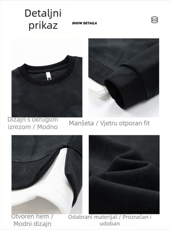 Hanpai muška jesenska i zimska nova dvodijelna majica s tie-dye uzorkom, muška moderna majica dugih rukava za planinske sportove na otvorenom