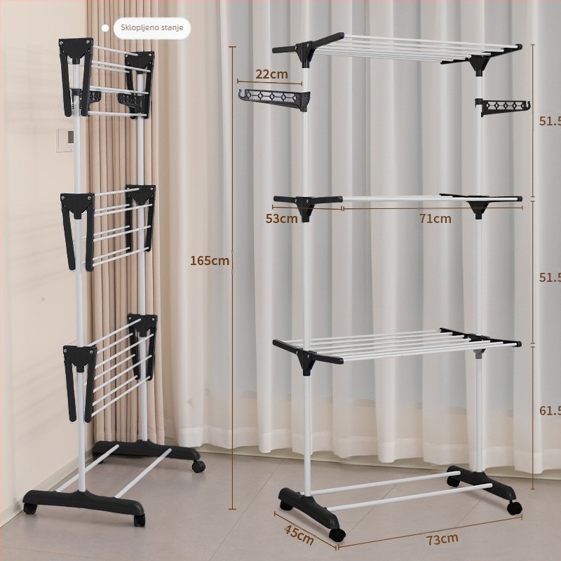 Prekogranični balkonski samostojeći stalak za sušenje odjeće, sklopivi višenamjenski stalak za ručnike, višeslojni uklonjivi teleskopski stalak za sušenje, izravna prodaja