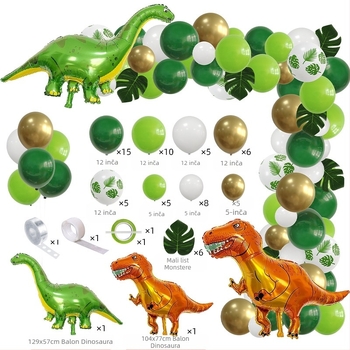 Prekogranični novi set za rođendan s temom džungle i dinosaura iz Jurskog svijeta, zelenom kornjačom i listom Bleo Chain.