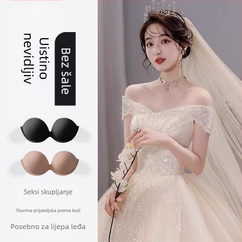 Prekrasno donje rublje bez naramenica, udobno donje rublje bez naramenica, neklizajuće, nabrani grudnjak, jednodijelni, mali, za velike grudi, neklizajući, nevidljiv