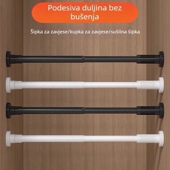 Ograničena kupnja teleskopske šipke bez bušilice, šipka za zavjesu za tuš, šipka za zavjesu za balkon, šipka za odjeću, nosač za ormar, teleskopska šipka za zavjesu za vrata