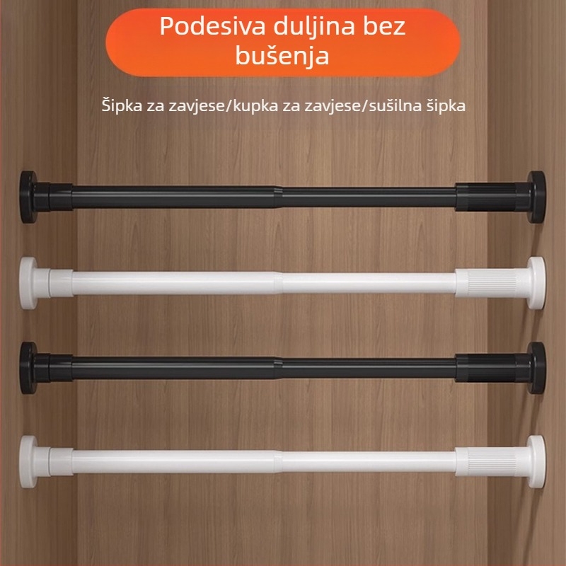 Ograničena kupnja teleskopske šipke bez bušilice, šipka za zavjesu za tuš, šipka za zavjesu za balkon, šipka za odjeću, nosač za ormar, teleskopska šipka za zavjesu za vrata