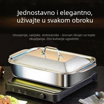 Prekogranični pladanj za ribu s roštiljem od nehrđajućeg čelika s poklopcem, pladanj za roštilj s ručkom, zadebljani pladanj za rakove, kućanski pladanj za morske plodove na zalihi veleprodaja