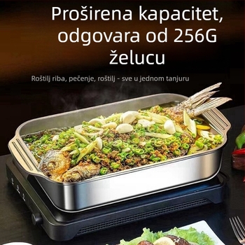 Prekogranični pladanj za ribu s roštiljem od nehrđajućeg čelika s poklopcem, pladanj za roštilj s ručkom, zadebljani pladanj za rakove, kućanski pladanj za morske plodove na zalihi veleprodaja