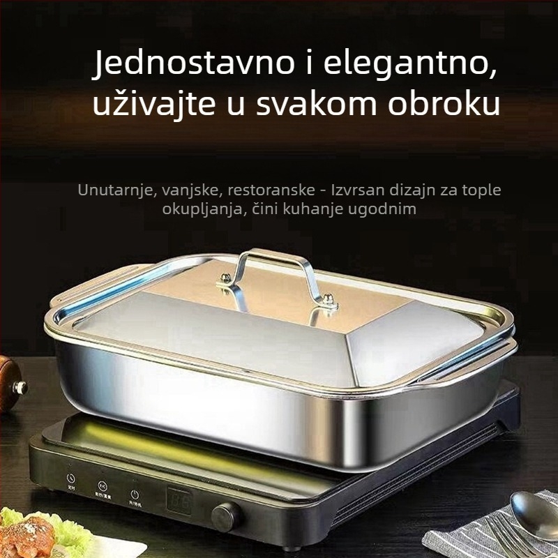 Prekogranični pladanj za ribu s roštiljem od nehrđajućeg čelika s poklopcem, pladanj za roštilj s ručkom, zadebljani pladanj za rakove, kućanski pladanj za morske plodove na zalihi veleprodaja